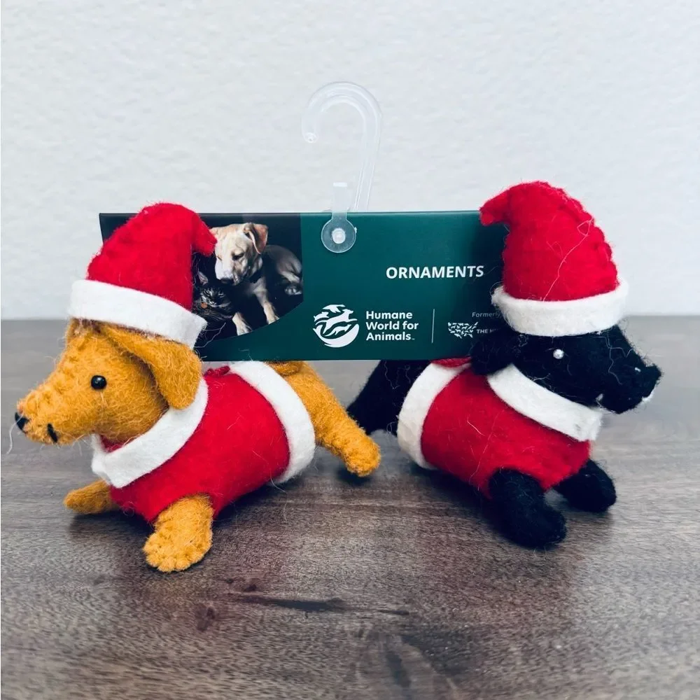 Dachshund Santa Dog Wool Christmas Holiday Ornaments Set